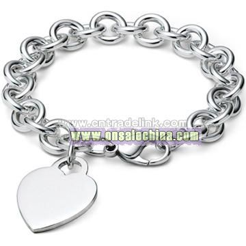 New 925 Sterling Silver Heart Charming Chain Bracelet