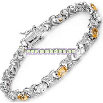 Sterling Silver Bracelet With Citrine