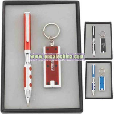 Metal pen and key light gift set