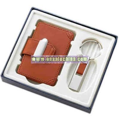 Brown leather case - Gift set