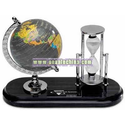 Globe and sand timer desk set