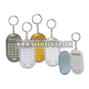 Oval flip-open key chain calculators