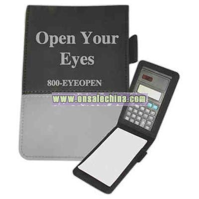 Mini jotter notepad with calculator