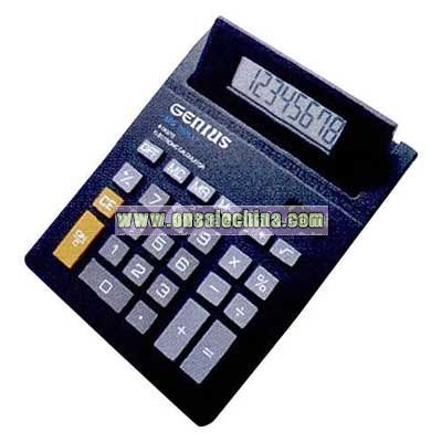 Blue and silver square shaped calculator