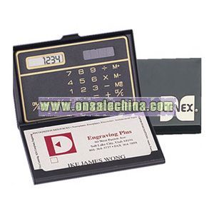 Business Card holder with solar calculator