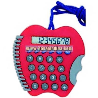Apple shaped calculator with neck cord