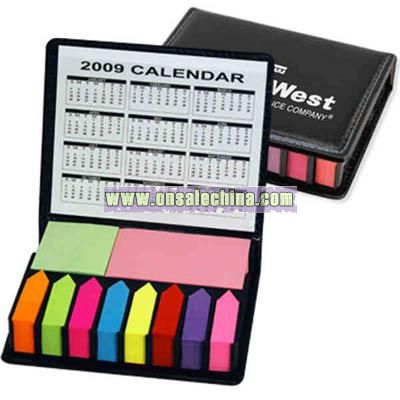 13 piece flag and sticky note pad caddy with calendar