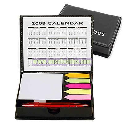 8 piece stationary set with flags, note pads, calendar and pen