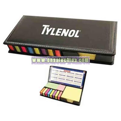 Executive business card holder with perpetual calendar and memo pad holder