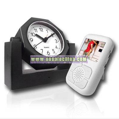 Wireless Video Camera Alarm Clock + Receiver with LCD Display Screen