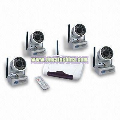 Four-channel Wireless CCTV Camera with 12V DC Power Adapter