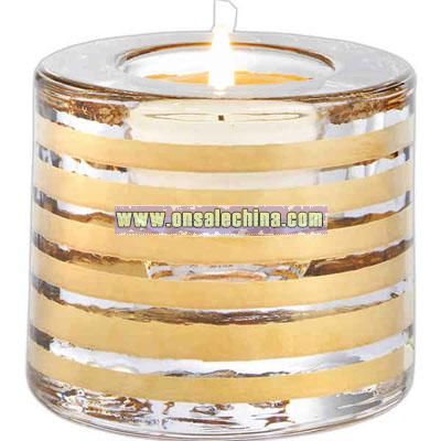 Handpainted wide votive with gold stripes