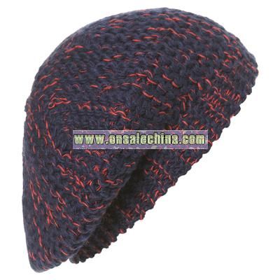 Knitted contrast thread beanie hat