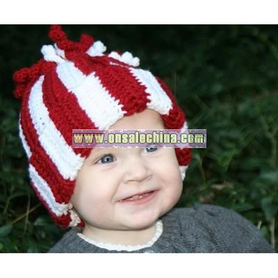 Holiday Peppermint Bobble Beanie Hat