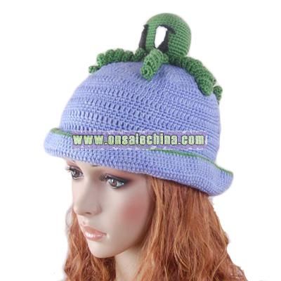 Blue Hat Hand knit Crochet Beanie Girl