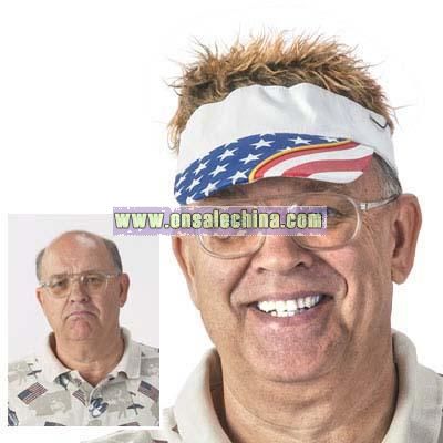 Flair Hair with Brown Hair and USA Design Visor