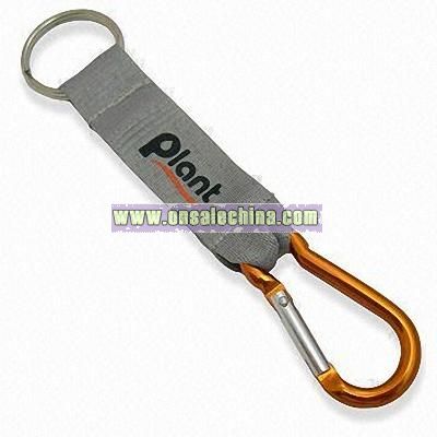 Polyester Short Lanyard with Carabiner Hook and Key Ring