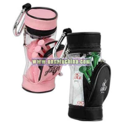 Mini golf bag kit with carabiner