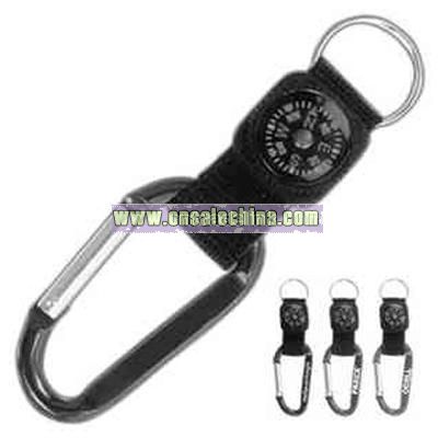 Metal carabiner with compass