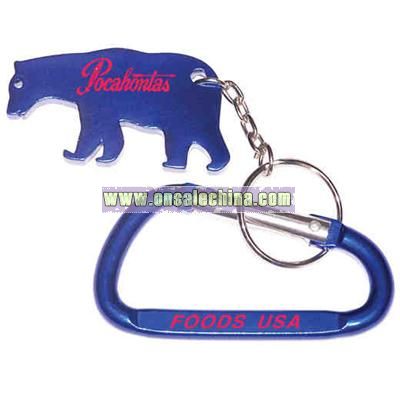 Bear shape bottle opener with key chain and carabineer