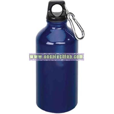 Single wall aluminum water bottle with carabineer clip