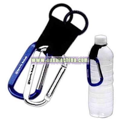 Carabiner water bottle holder with black strap
