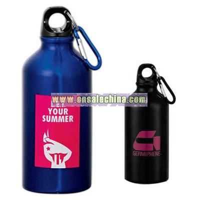 Aluminum bottle with screw on lid with matching carabiner