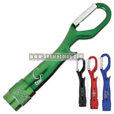 Mini carabiner clip light bottle opener
