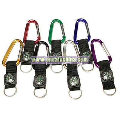 Carabiner with compass and nylon strap