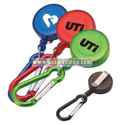 Retractable translucent badge holder with metal carabiner