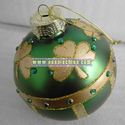 Christmas Ball - Green Color with Gold Shamrock