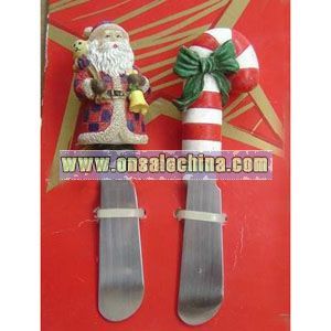 Christmas Snowman Butter Knife and Santa Cheese Knife