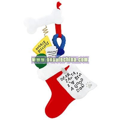 Personalized Dog Stocking With Dog Gifts Ornament