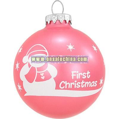 Personalized Baby's First Christmas Pink Glass Ornament