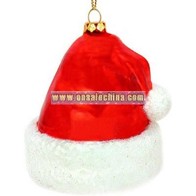 Personalized Santa Hat Glass Ornament