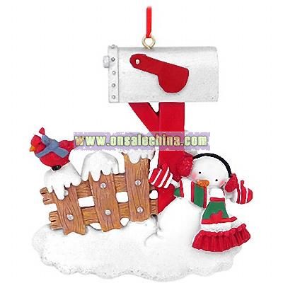 Personalized Mailbox With Snowman Ornament