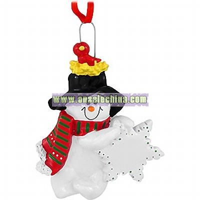 Personalized Snowman With Snowflake Ornament
