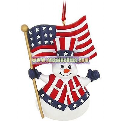 Personalized Patriotic Snowman Ornament