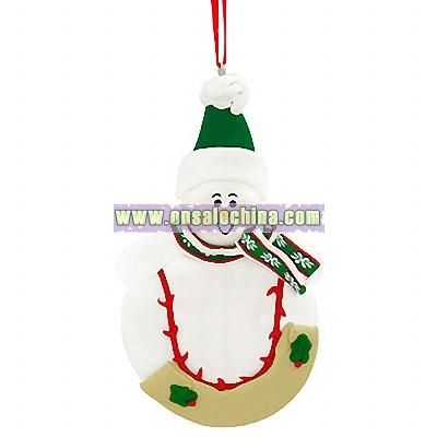 Personalized Snowman With Baseball Body Ornament