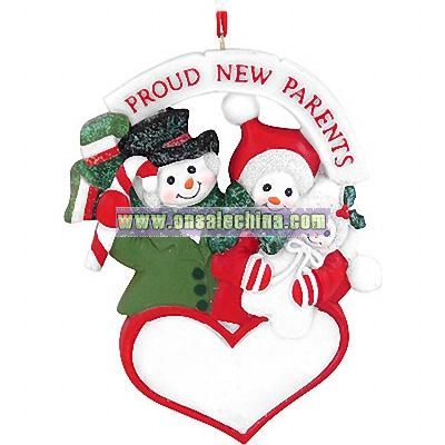 Personalized Proud New Parents Snowmen Family Ornament
