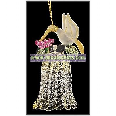 Bell With Hummingbird Spun Glass Ornament