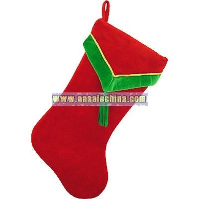 Personalized Red And Green V-Cuff Stocking With Tassel