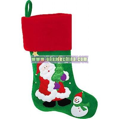 Personalized Santa With Tree & Snowman Stocking