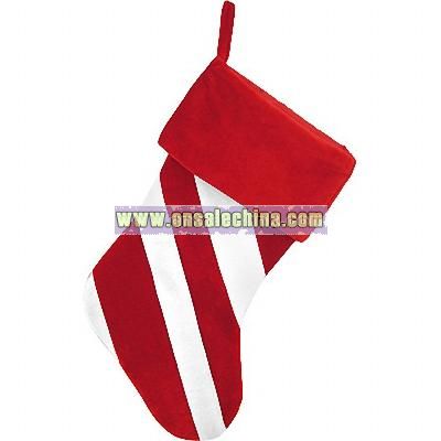 Personalized Red And White Velvet Striped Stocking