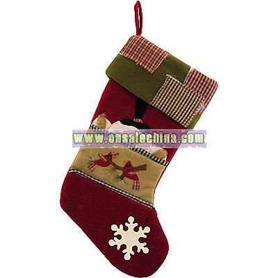 Snowman With Cardinal And Snowflake Stocking