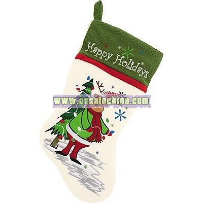 Happy Holidays Reindeer Stocking