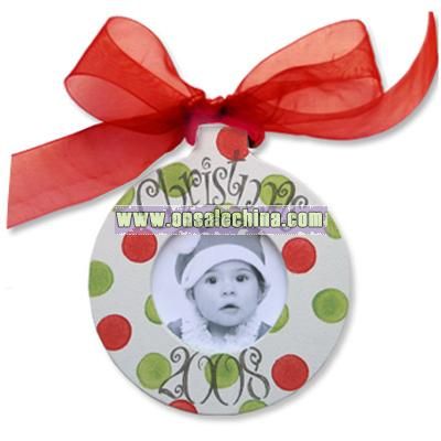 Red and Green Polka Dot Picture Frame Ornament