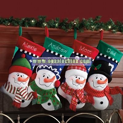 3-D Snowfamily Stockings