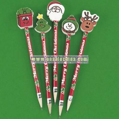 Christmas Pencils With Eraser Toppers