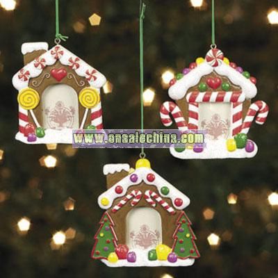 Gingerbread House Photo Frame Ornaments